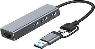 Speed SP-UET01 USB / Type-C 3 Port USB 3.0 Çoklayıcı Gigabit Ethernet Çevirici
