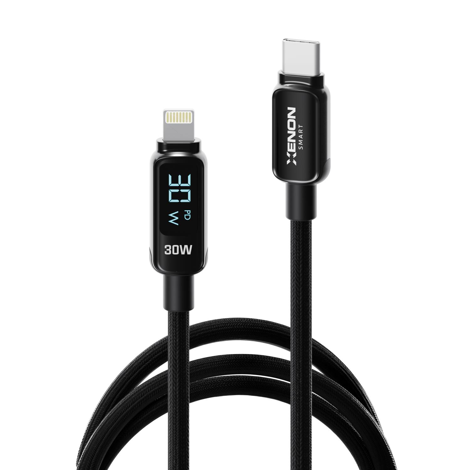 Xenon Smart X6427 Type-C to Lightning iPhone Şarj Kablosu 30W PD 2m LED Örgü 480Mbps