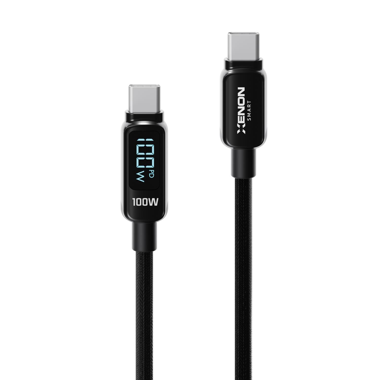 Xenon Smart X6428 Type-C to Type-C Hızlı Şarj Kablosu 100W PD 1.2m 480Mbps LED Gösterge Örgü