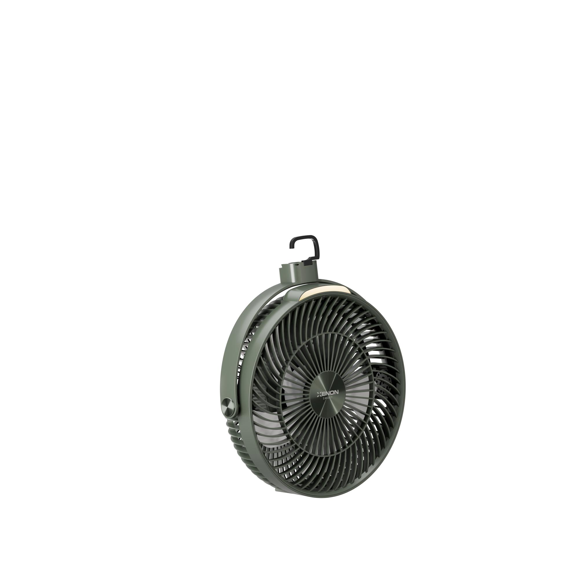 Xenon X7434 Taşınabilir Kamp Vantilatörü 8000 mAh, Şarjlı, Tripodlu, LED Işıklı, Sessiz Mini Fan, Yeşil