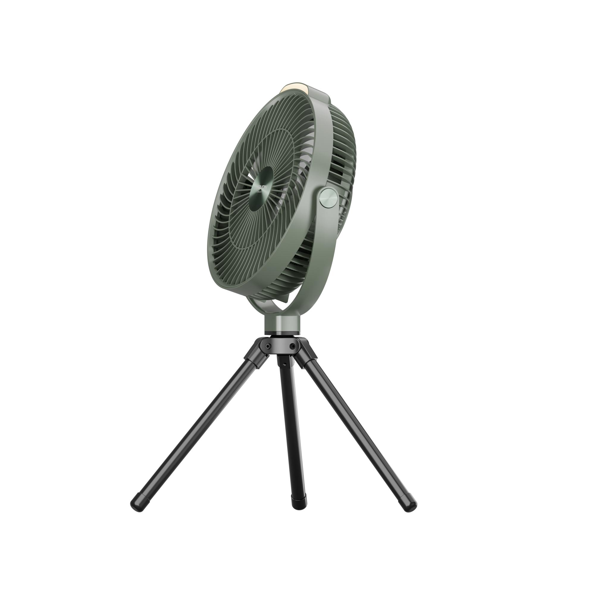 Xenon X7434 Taşınabilir Kamp Vantilatörü 8000 mAh, Şarjlı, Tripodlu, LED Işıklı, Sessiz Mini Fan, Yeşil