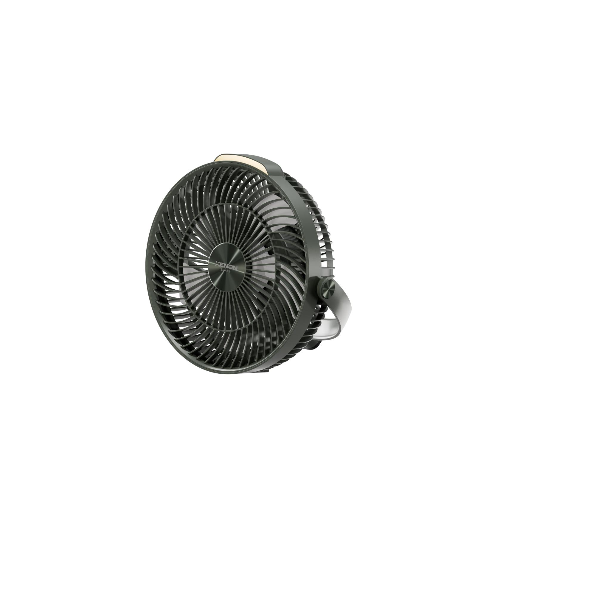 Xenon X7434 Taşınabilir Kamp Vantilatörü 8000 mAh, Şarjlı, Tripodlu, LED Işıklı, Sessiz Mini Fan, Yeşil